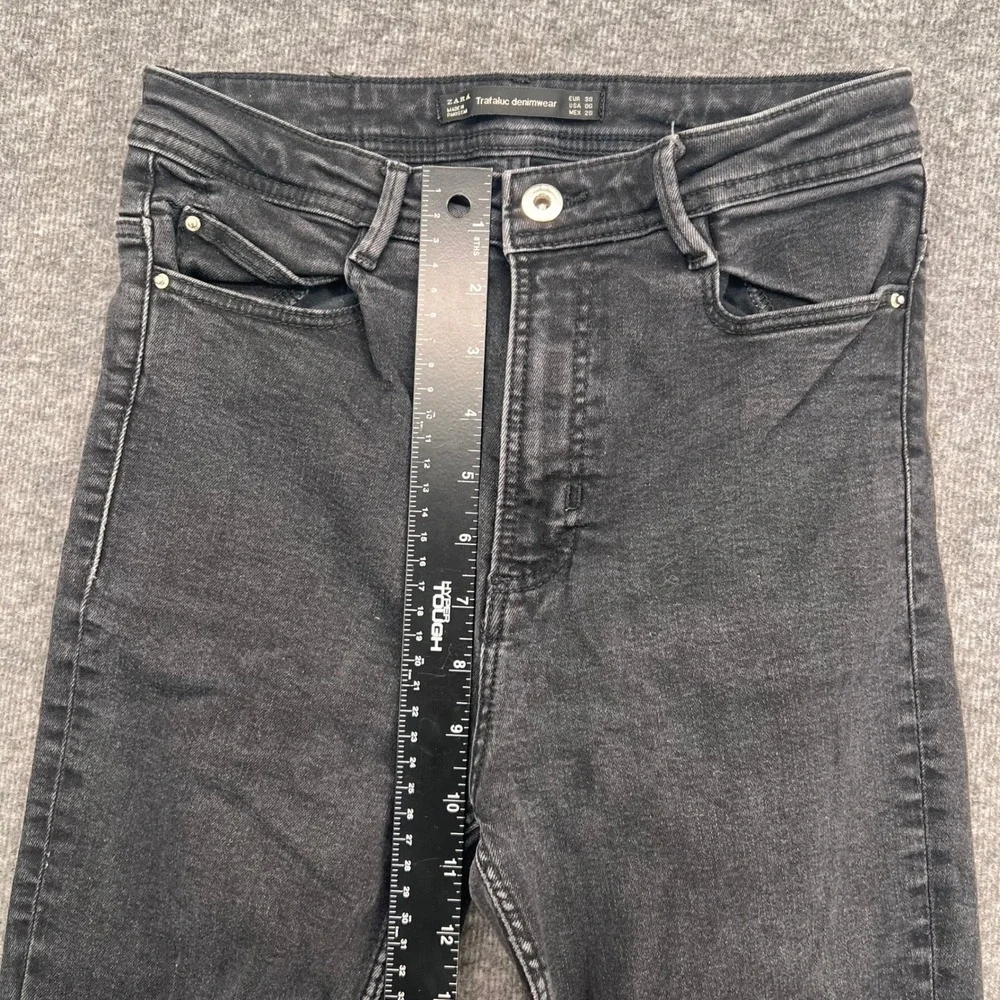Zara Trafaluc Womens High Rise Skinny Jeans‎ Faded Black Size 6 Stretch Denim